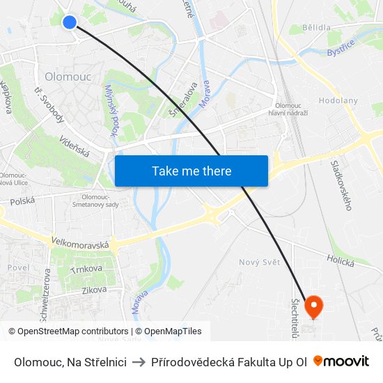 Olomouc, Na Střelnici to Přírodovědecká Fakulta Up Ol map
