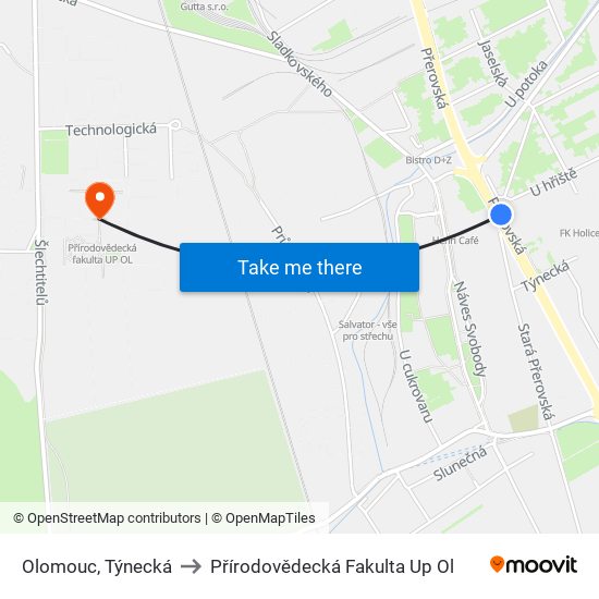 Olomouc, Týnecká to Přírodovědecká Fakulta Up Ol map