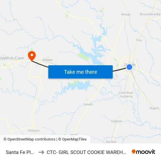 Santa Fe Plaza to CTC- GIRL SCOUT COOKIE WAREHOUSE map