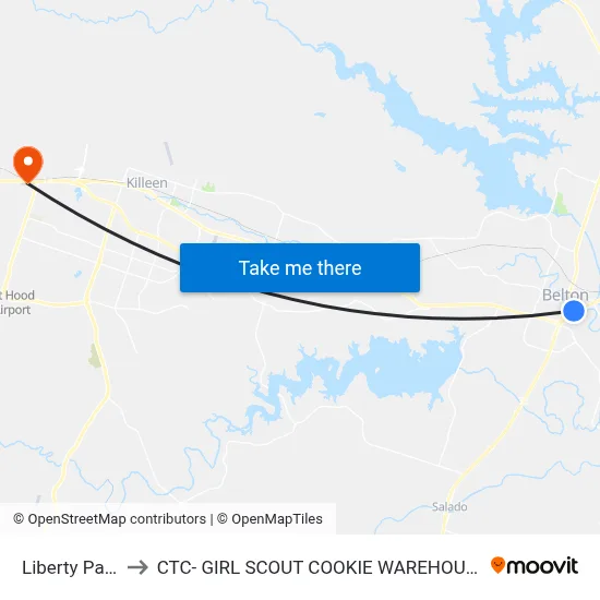 Liberty Park to CTC- GIRL SCOUT COOKIE WAREHOUSE map