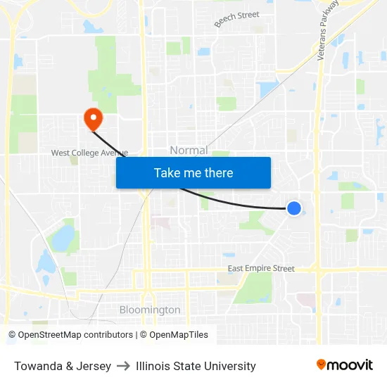 Towanda & Jersey to Illinois State University map