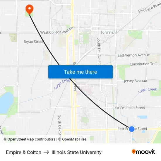 Empire & Colton to Illinois State University map