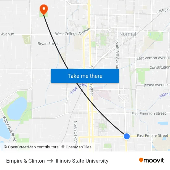 Empire & Clinton to Illinois State University map