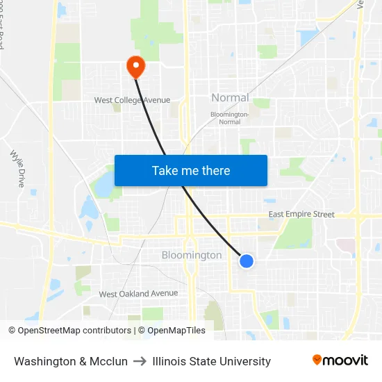 Washington & Mcclun to Illinois State University map