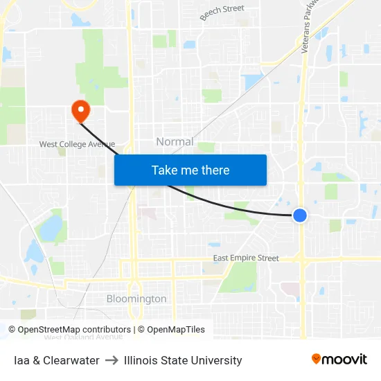 Iaa & Clearwater to Illinois State University map