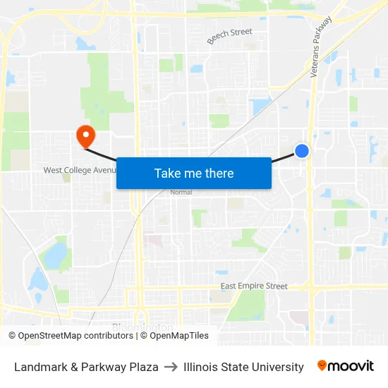 Landmark & Parkway Plaza to Illinois State University map