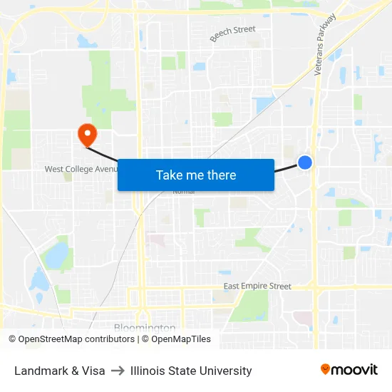 Landmark & Visa to Illinois State University map