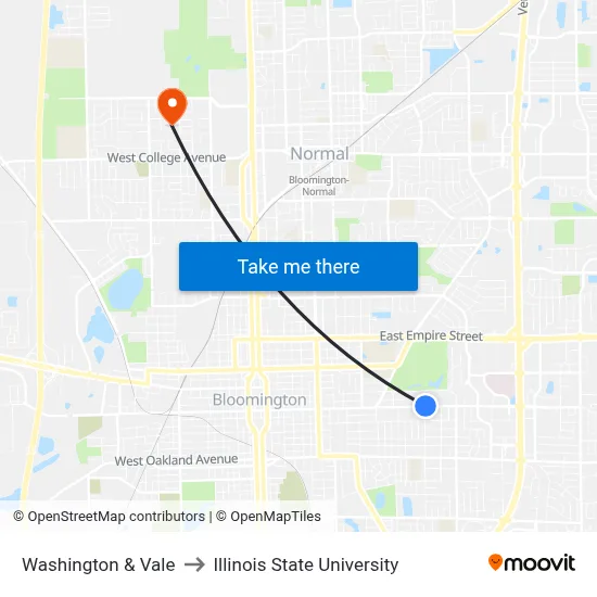Washington & Vale to Illinois State University map