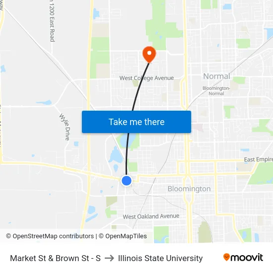Market St & Brown St - S to Illinois State University map