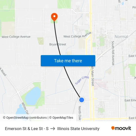 Emerson St & Lee St - S to Illinois State University map