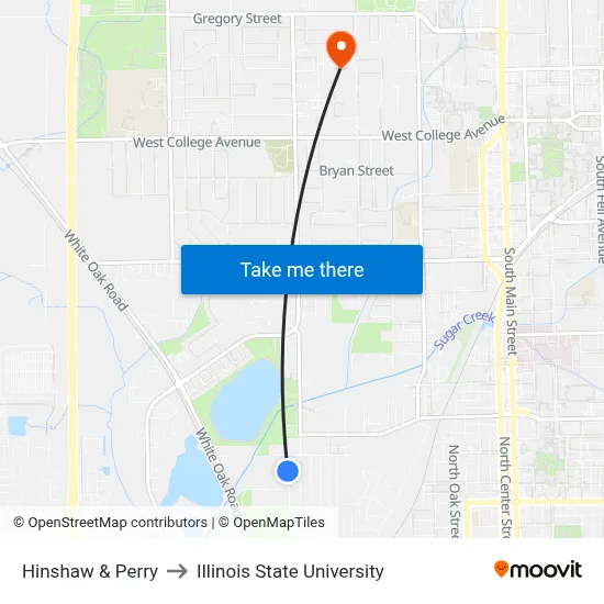 Hinshaw & Perry to Illinois State University map