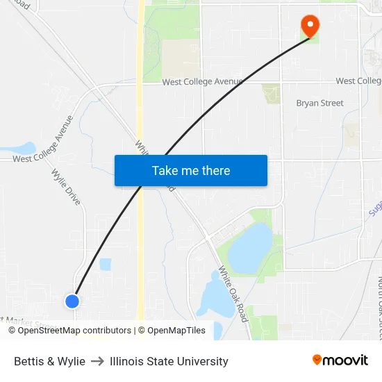 Bettis & Wylie to Illinois State University map