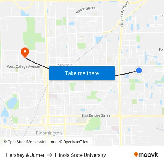 Hershey & Jumer to Illinois State University map