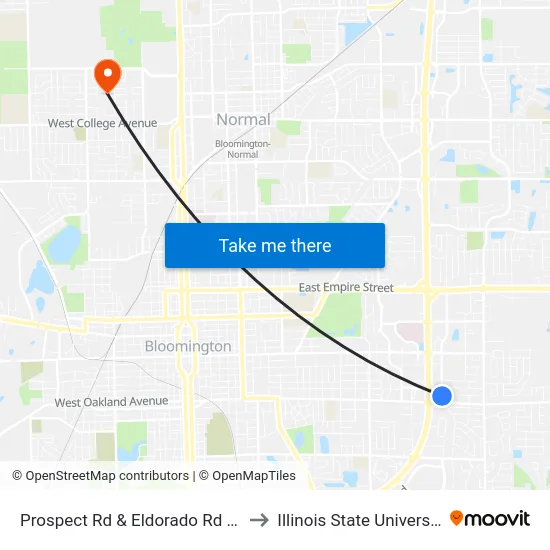 Prospect Rd & Eldorado Rd - W to Illinois State University map