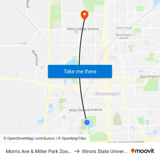 Morris Ave & Miller Park Zoo - W to Illinois State University map