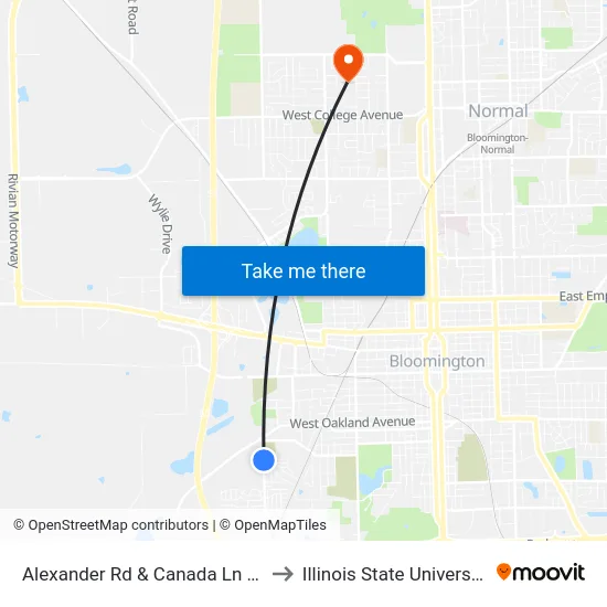 Alexander Rd & Canada Ln - E to Illinois State University map