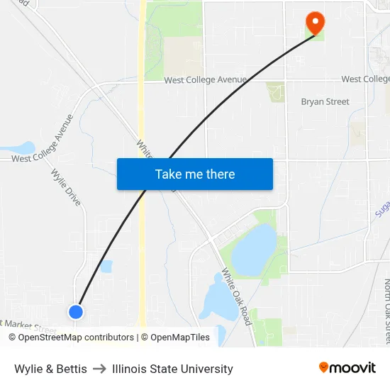 Wylie & Bettis to Illinois State University map