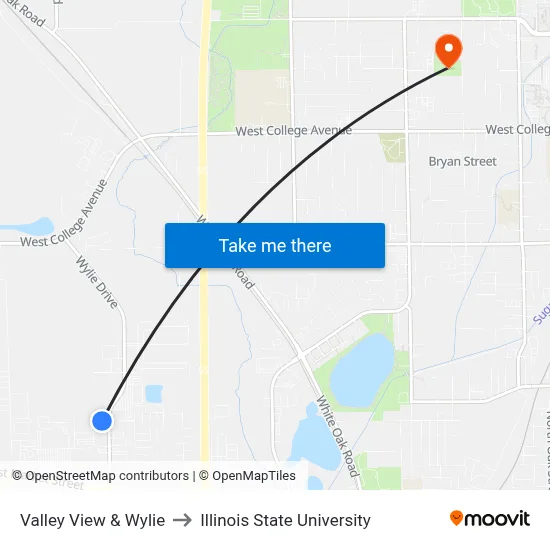 Valley View & Wylie to Illinois State University map