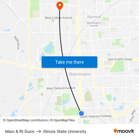 Main & Rt Dunn to Illinois State University map
