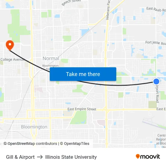 Gill & Airport to Illinois State University map