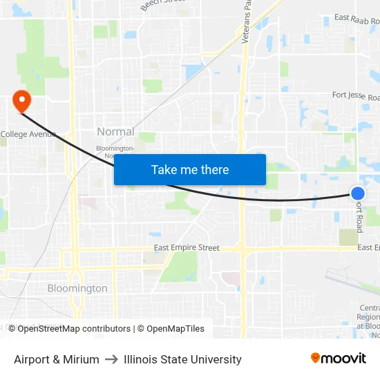 Airport & Mirium to Illinois State University map
