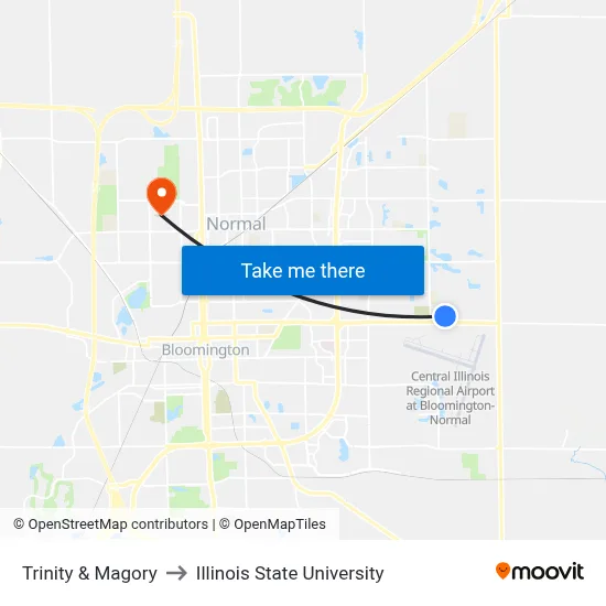 Trinity & Magory to Illinois State University map