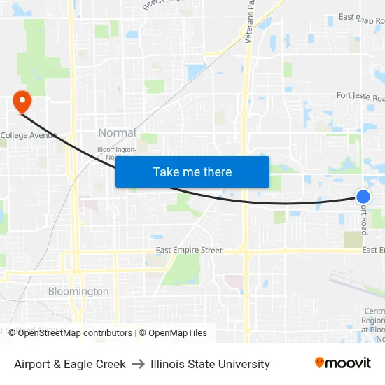 Airport & Eagle Creek to Illinois State University map