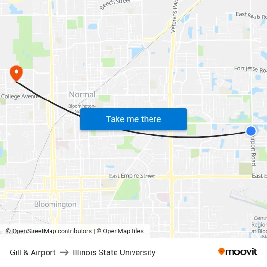 Gill & Airport to Illinois State University map