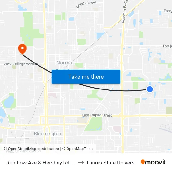 Rainbow Ave & Hershey Rd - W to Illinois State University map
