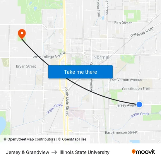 Jersey & Grandview to Illinois State University map