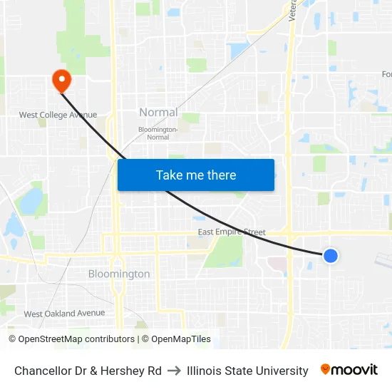 Chancellor Dr & Hershey Rd to Illinois State University map
