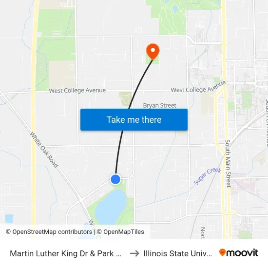 Martin Luther King Dr & Park Pl Dr - S to Illinois State University map