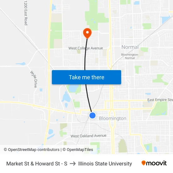 Market St & Howard St - S to Illinois State University map