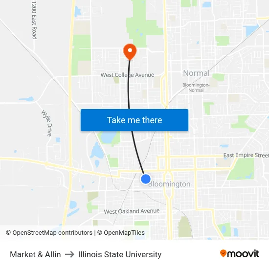 Market & Allin to Illinois State University map