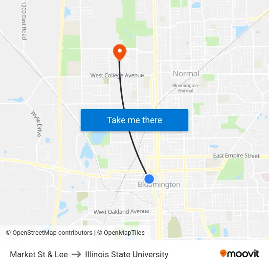 Market St & Lee to Illinois State University map