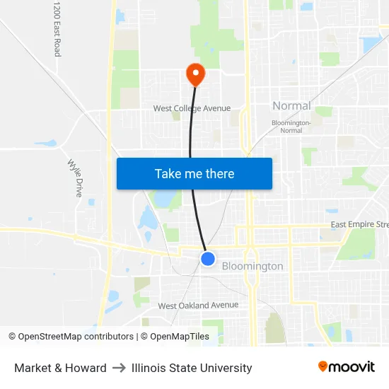 Market & Howard to Illinois State University map