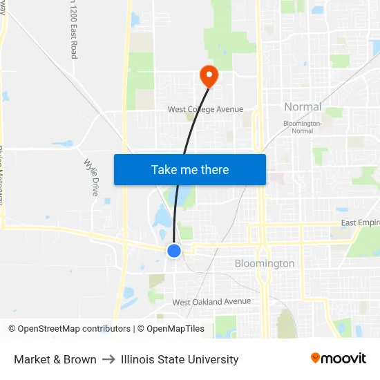 Market & Brown to Illinois State University map
