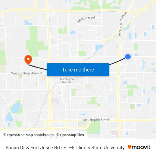 Susan Dr & Fort Jesse Rd - E to Illinois State University map