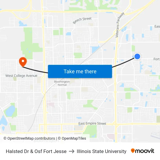 Halsted Dr & Osf Fort Jesse to Illinois State University map