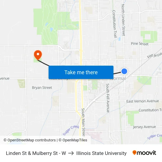 Linden St & Mulberry St - W to Illinois State University map