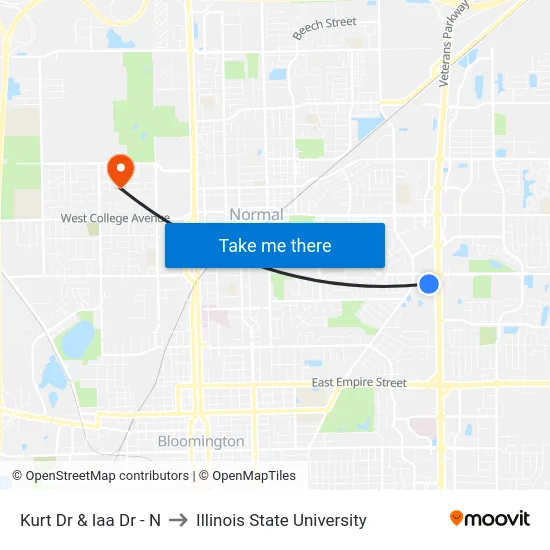 Kurt Dr & Iaa Dr - N to Illinois State University map