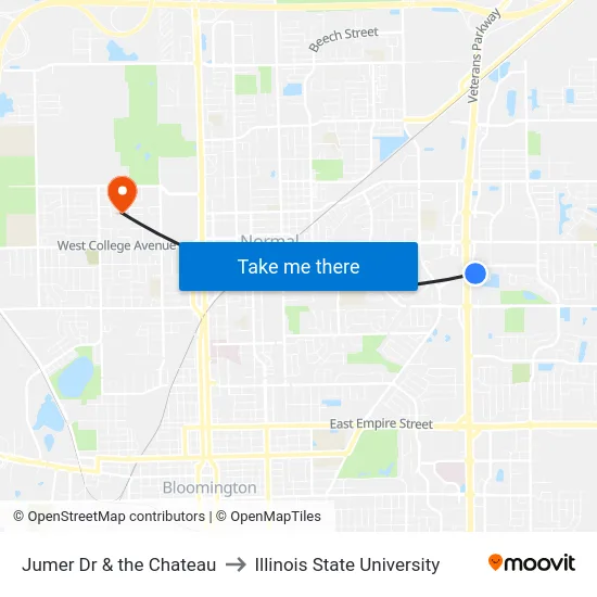 Jumer Dr & the Chateau to Illinois State University map