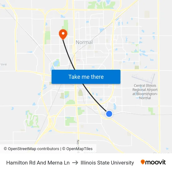Hamilton Rd And Merna Ln to Illinois State University map
