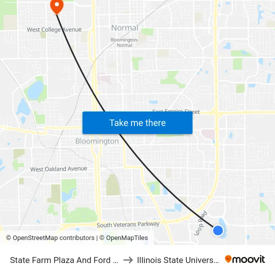 State Farm Plaza And Ford Dr to Illinois State University map