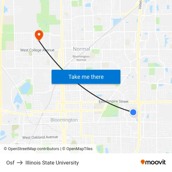 Osf to Illinois State University map