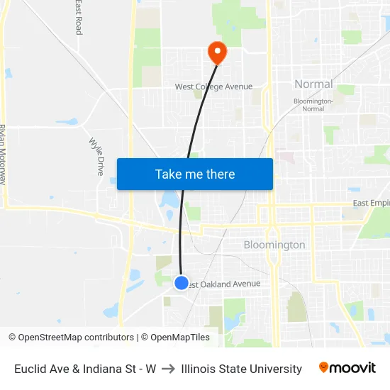 Euclid Ave & Indiana St - W to Illinois State University map