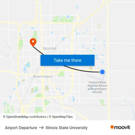Airport Departure to Illinois State University map
