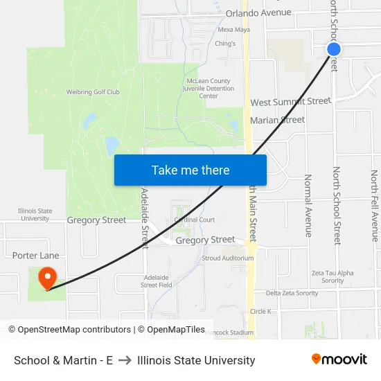School & Martin - E to Illinois State University map
