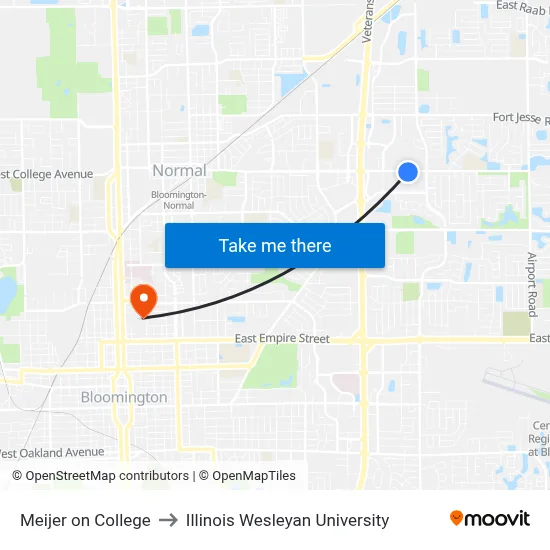 Meijer on College to Illinois Wesleyan University map