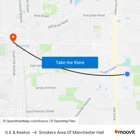 G.E & Keaton to Smokers Area Of Manchester Hall map
